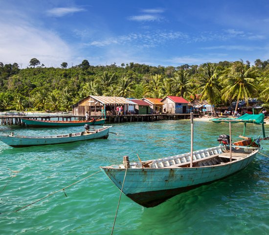 Bateaux de pêche à Kep, Cambodge