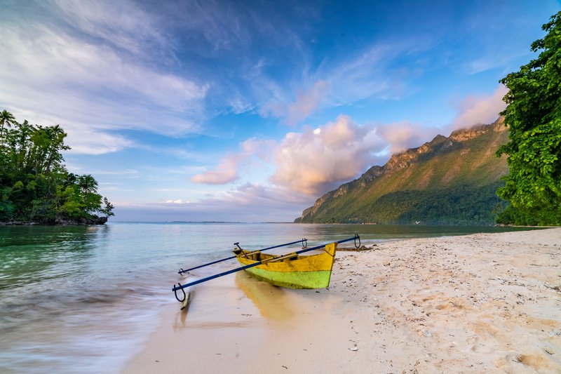 Beautiful white sandy beach in Ambon, Indonesia