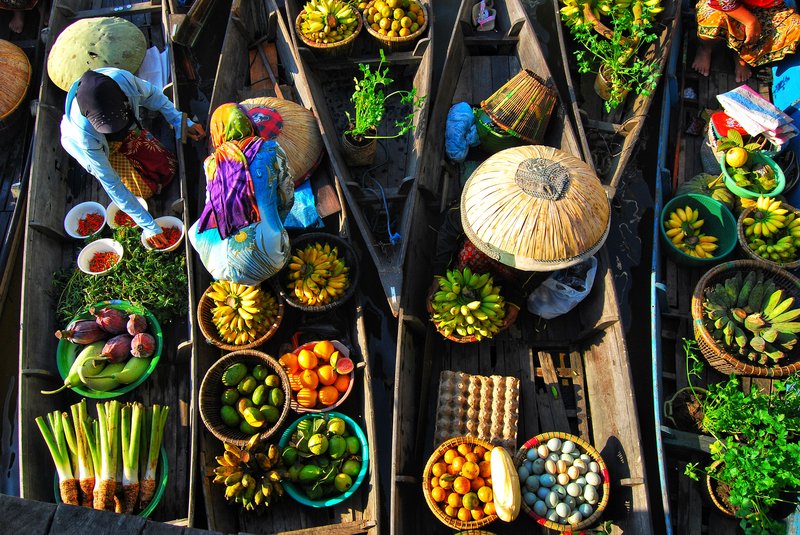 Marché flottant à Banjarmasin, Indonésie