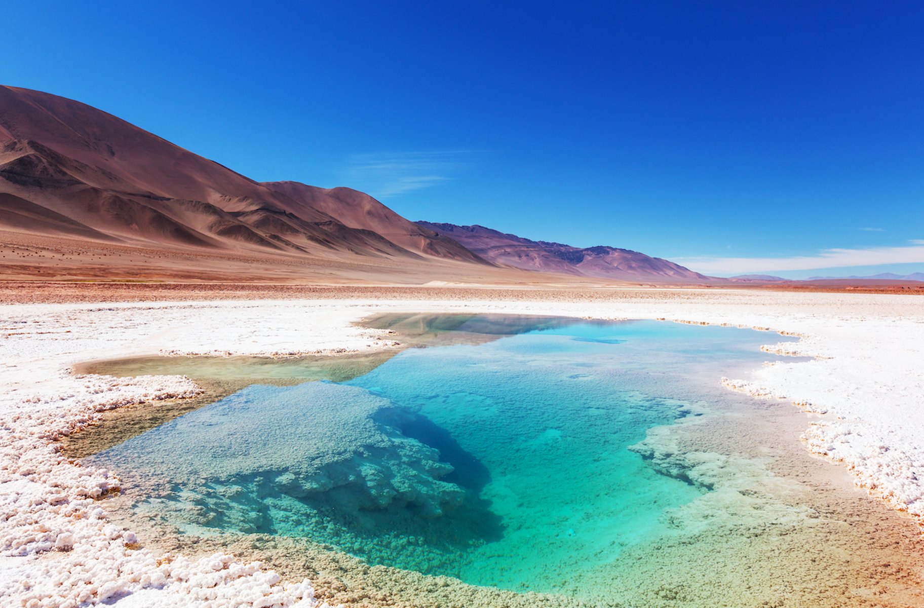 Piscine naturelle à Salinas Grandes en Argentine