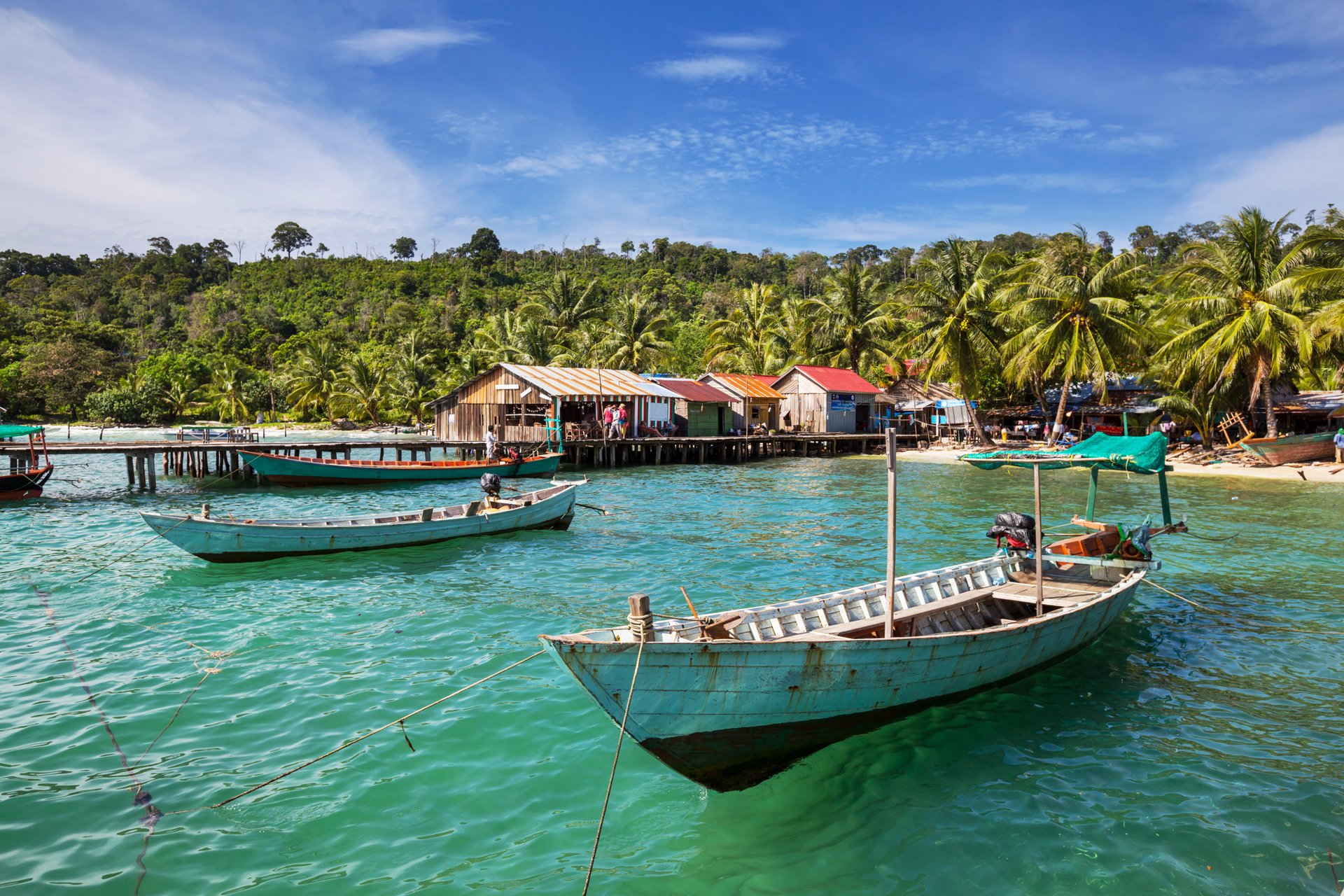 Bateaux de pêche à Kep, Cambodge