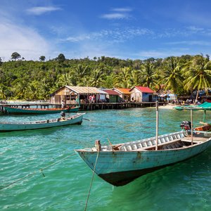 Bateaux de pêche à Kep, Cambodge