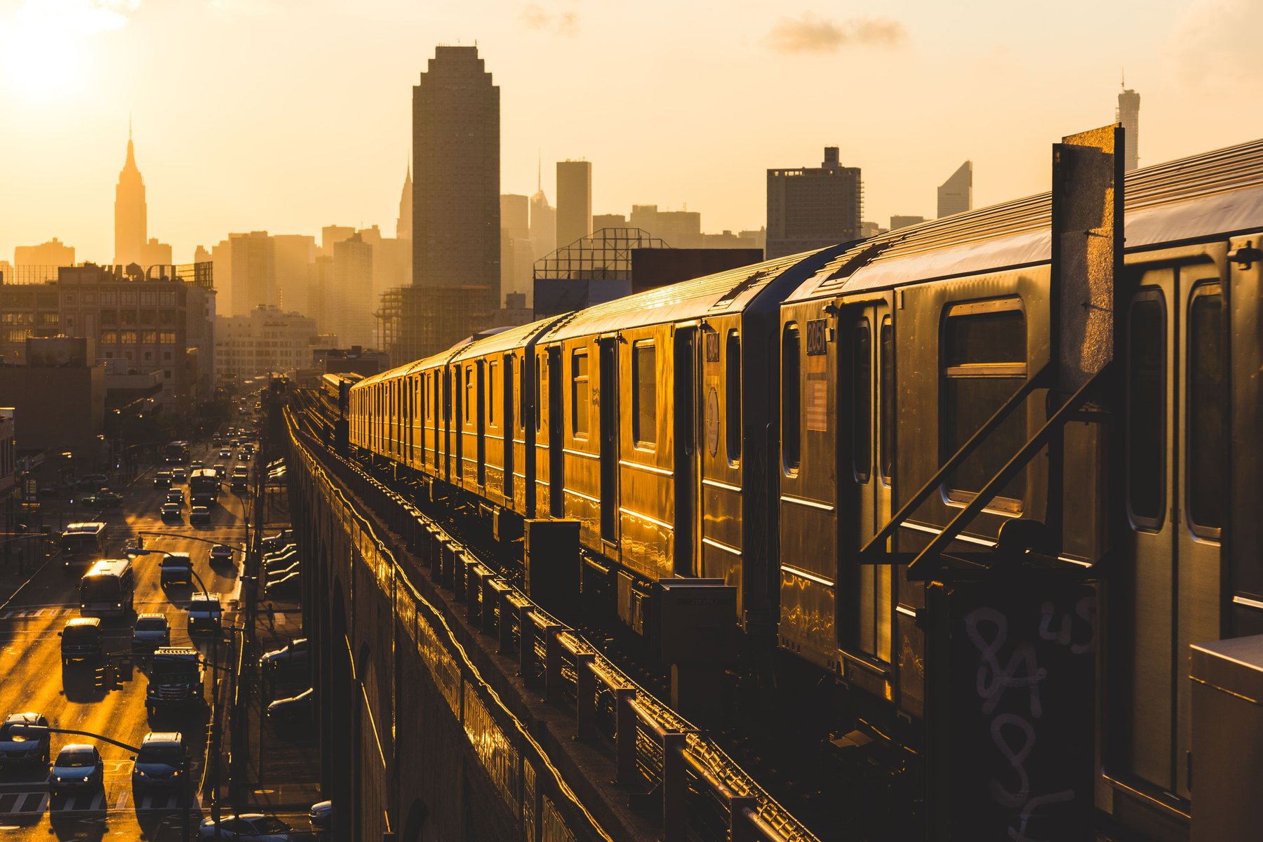 New York sunset train