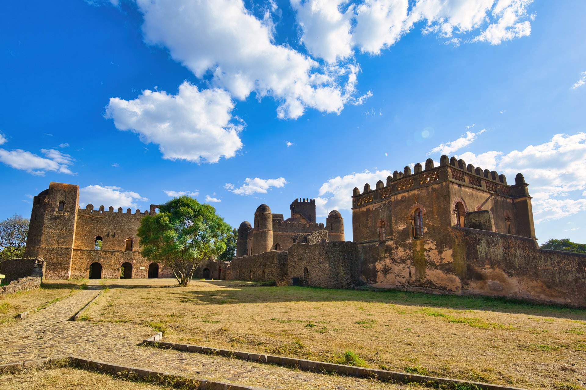 château africain Fasil Ghebbi, ville forteresse royale de Gondar, Ethiopie