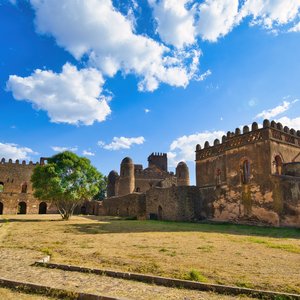 château africain Fasil Ghebbi, ville forteresse royale de Gondar, Ethiopie