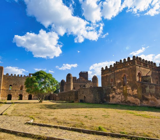 château africain Fasil Ghebbi, ville forteresse royale de Gondar, Ethiopie