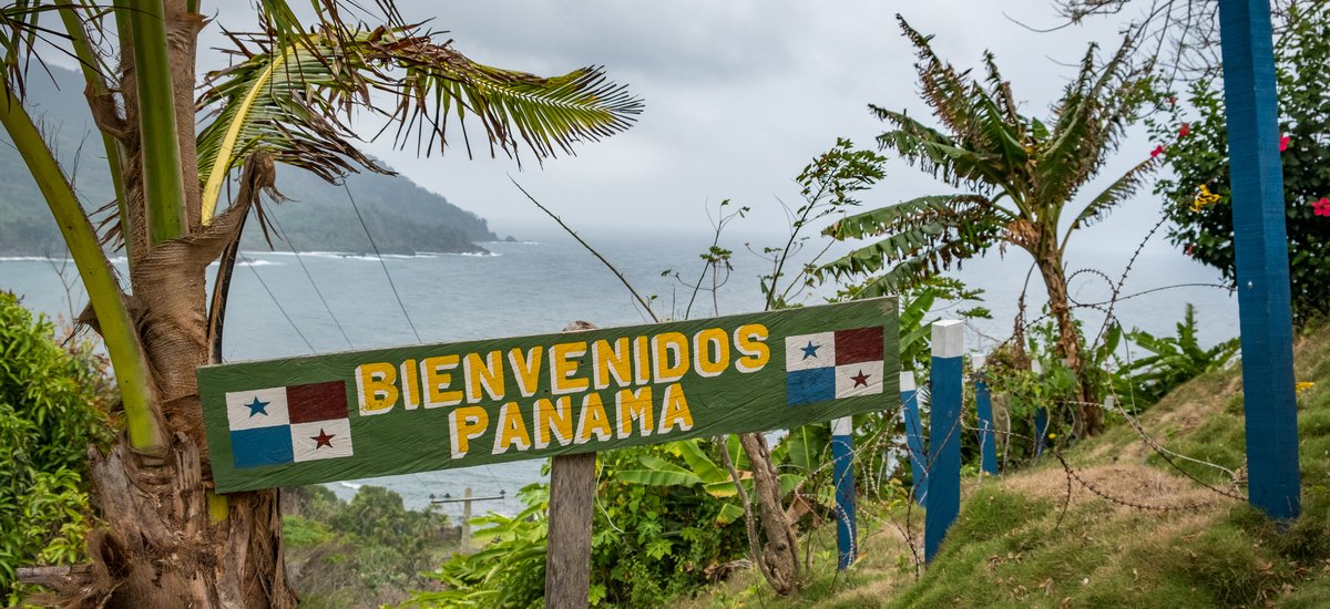 Pancarte de bienvenue sur la plage de Panama