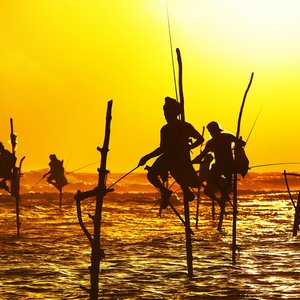 Pêcheurs coucher de soleil à Galle   Sri Lanka