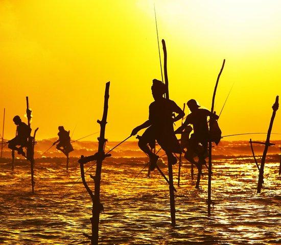 Pêcheurs coucher de soleil à Galle   Sri Lanka