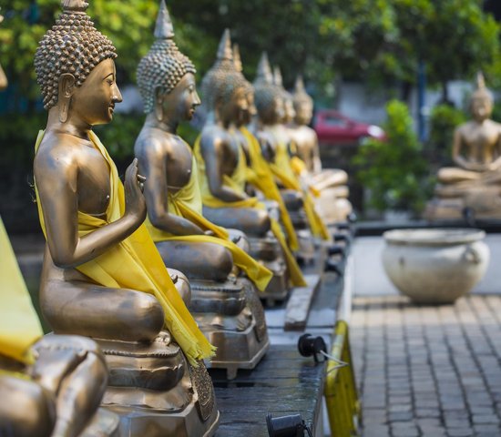 Statues de bouddha dans le temple de Seema Malaka